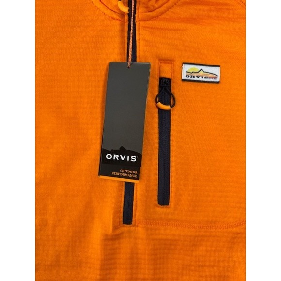 NEW Orvis Horseshoe Hills Fleece 1/4 Zip Long Sleeve Shirt Size SMALL Orange - Picture 3 of 12